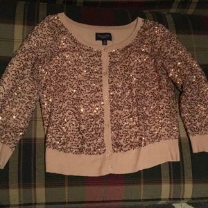 American Eagle sequin rose gold cardigan medium